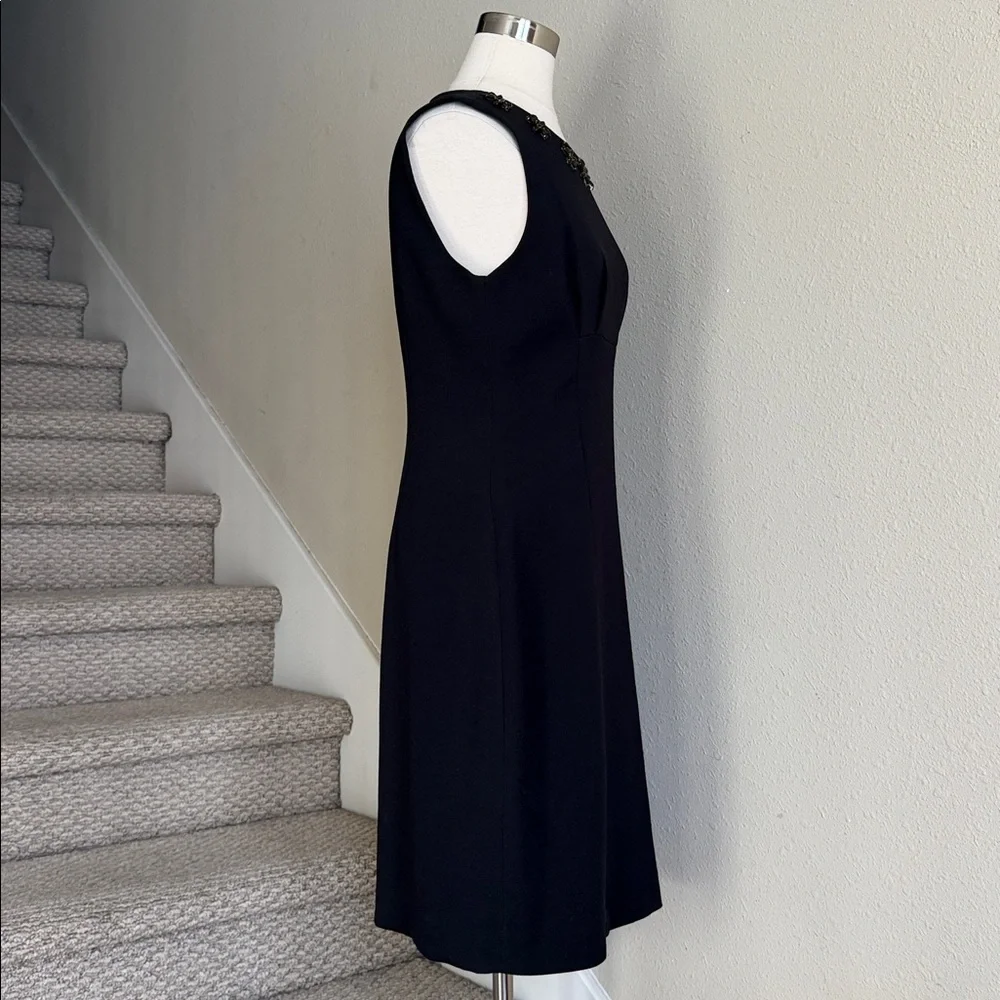 NWOT Kate Spade Sz 12 Diana Black Embellished Crepe Sheath Dress